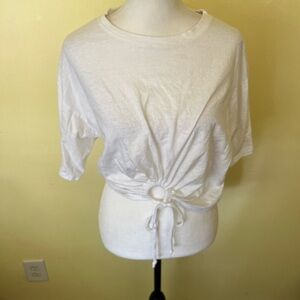 Wild Fable White Dolman Sleeve Tie-Front Crop Tee